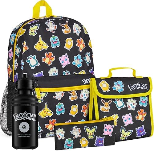 Pokemon Kids Backpack 4 Piece Set School Supplies Rucksack Insulated Lunch Box Kids Pencil Case BPA Free 500ml Water Bottle Pikachu Back to School Gifts for Boys على Amazon.ae - متتبع الأسعار