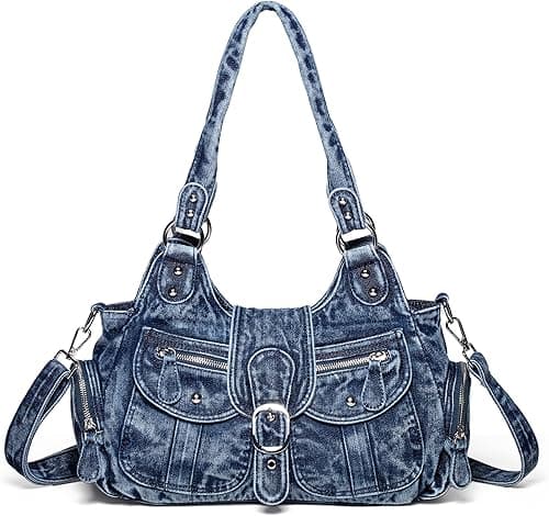 denim handbags for women blue denim shoulder tote bag on Amazon.ae - Price Tracker