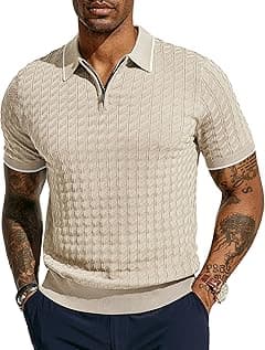 PJ PAUL JONES Men's Knit Polo Shirts Short Sleeve Quarter Zip Polo Shirt - Amazon.ae Price Tracker