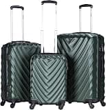 3 Piece Hard Side ABS Luggage Set 20/24/28 Inch Best Trolley Bag For Travel With 4 Spinner Wheels (DARK GREEN) - Best Deal Finder