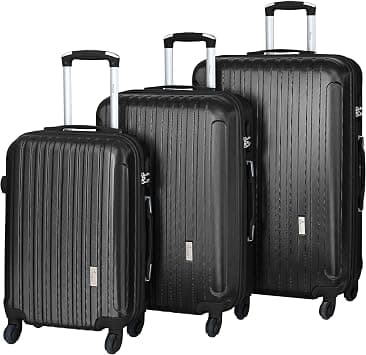 Senator Hard Side Luggage Set- Lightweight 3-Piece ABS Luggage Sets with Spinner Wheels 4 - KH132 (Set of 3, Black) on Amazon.ae - Price Tracker