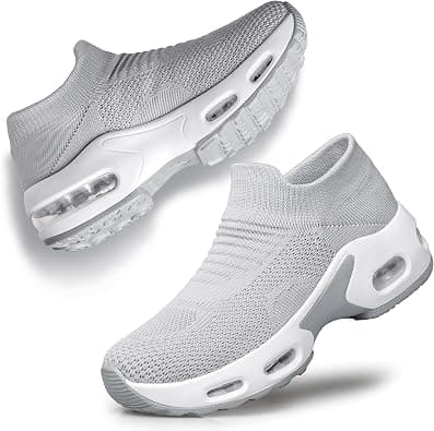 YHOON Women's Walking Shoes Slip-on - Sock Sneakers Ladies Nursing Work Air Cushion Mesh Casual Running Jogging Shoes on Amazon.ae - Price Tracker