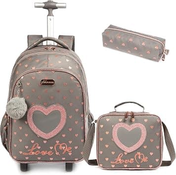 School Bags Kids Rolling Backpack for Girls Kids Luggage Suitcase With Wheels, Coffee23-3-6, 17", Travel Backpacks on Amazon.ae - Price Tracker