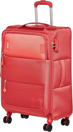 American Tourister Majoris + Suitcase, 4 Spinner Wheels, Soft Top, 100% Polyester, Blue|Corner Guards|Front Pocket|TSA Combination Lock|Expandable|Retractable Aluminum Handle - 3 Years Global Warranty on Amazon.ae - Price Tracker