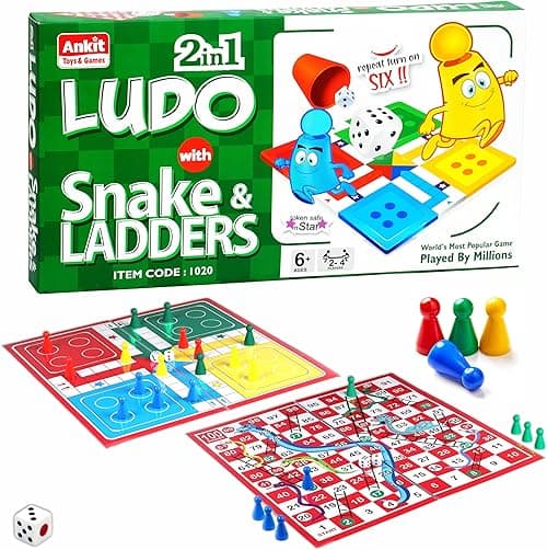 Ankit Toys & Games Ludo, Snakes and Ladders Board Game Set for Kids and Adults, Classic Family, Double-Sided Board with Colorful Pawns, Fun Indoor, Best Strategy Game, Popular Dice Game, Ludo Pro on Amazon.ae - Price Tracker