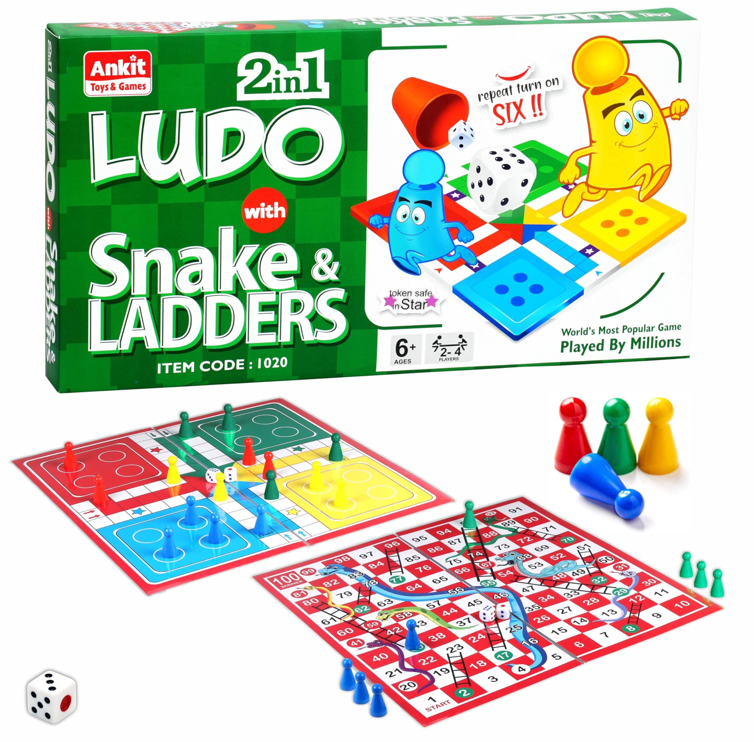 Ankit Toys & Games Ludo, Snakes and Ladders Board Game Set for Kids and Adults, Classic Family, Double-Sided Board with Colorful Pawns, Fun Indoor, Best Strategy Game, Popular Dice Game, Ludo Pro on Amazon.ae - Price Tracker