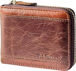 Admetus Men's Genuine Leather Short Zip-Around Bifold Wallet - Best Deal Finder