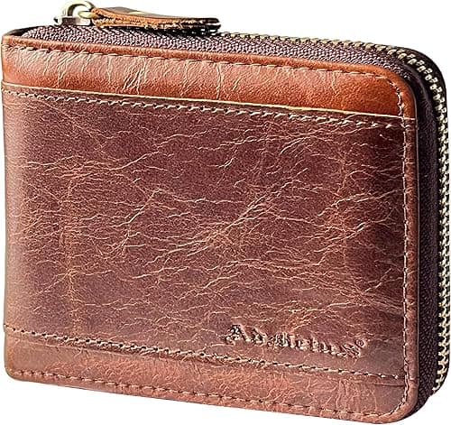 Admetus Men's Genuine Leather Short Zip-Around Bifold Wallet on Amazon.ae - Price Tracker
