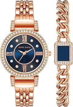 Anne Klein Women's Premium Crystal Accented Watch and Bracelet Set, AK/2928 - Amazon.ae Price Tracker