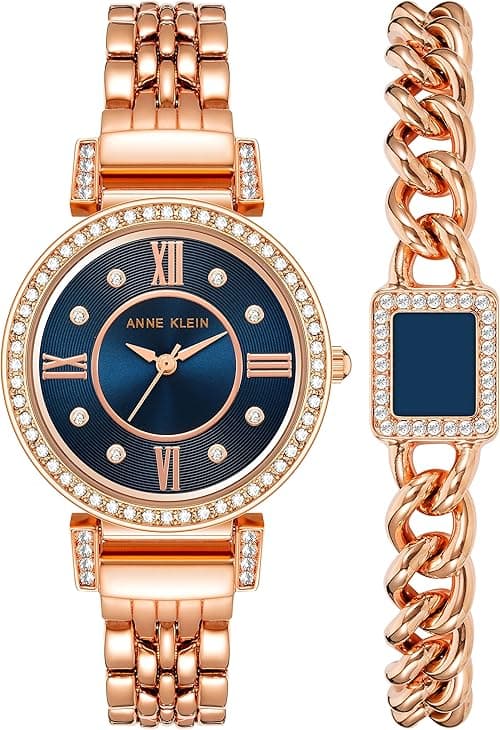 Anne Klein Women's Premium Crystal Accented Watch and Bracelet Set, AK/2928 on Amazon.ae - Price Tracker