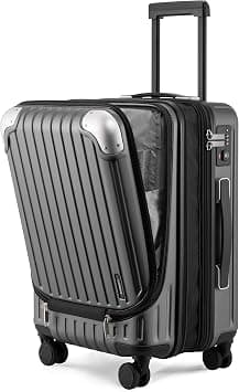 LEVEL8 Lightweight Carry-on Suitcase 20-Inch,Expandable 4 Wheel Hand Luggage, ABS+Poly-Carbonate Hardshell Spinner Trolley for Luggage with Double TSA-Approved Locks, Grey, 20 Inch (Expandable on Amazon - Best Deal Finder