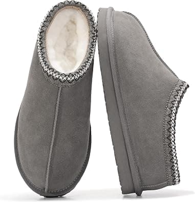 Project Cloud Genuine Leather Mens Slippers with Australian Shearling Lining & Memory Foam Insole Outdoor & House Slippers for Men - Non-Slip Fuzzy Mens Shoes (Relaxation) على Amazon.ae - متتبع الأسعار