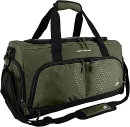 FocusGear Ultimate Gym Bag 2.0: Durable Crowdsource Designed Duffel Bag with 10 Optimal Compartments, Water Resistant Pouch, Green, 11.5"H x 10.5"W x 20"L - Best Deal Finder