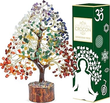 Crocon Seven Chakra Natural Gemstone Healing Tree Bonsai for Crystal Reiki Healing Balancing Good Luck Wealth & Prosperity Home Office Decor Spiritual Meditation Decor Gift Size 10-12 Inch - Amazon.ae Price Tracker