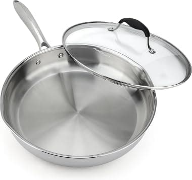 AVACRAFT 18/10 12 Inch Stainless Steel Frying Pan with Lid, Side Spouts, Induction Pan, Versatile Stainless Steel Skillet, Fry Pan in our Pots and Pans (12 inch) on Amazon.ae - Price Tracker