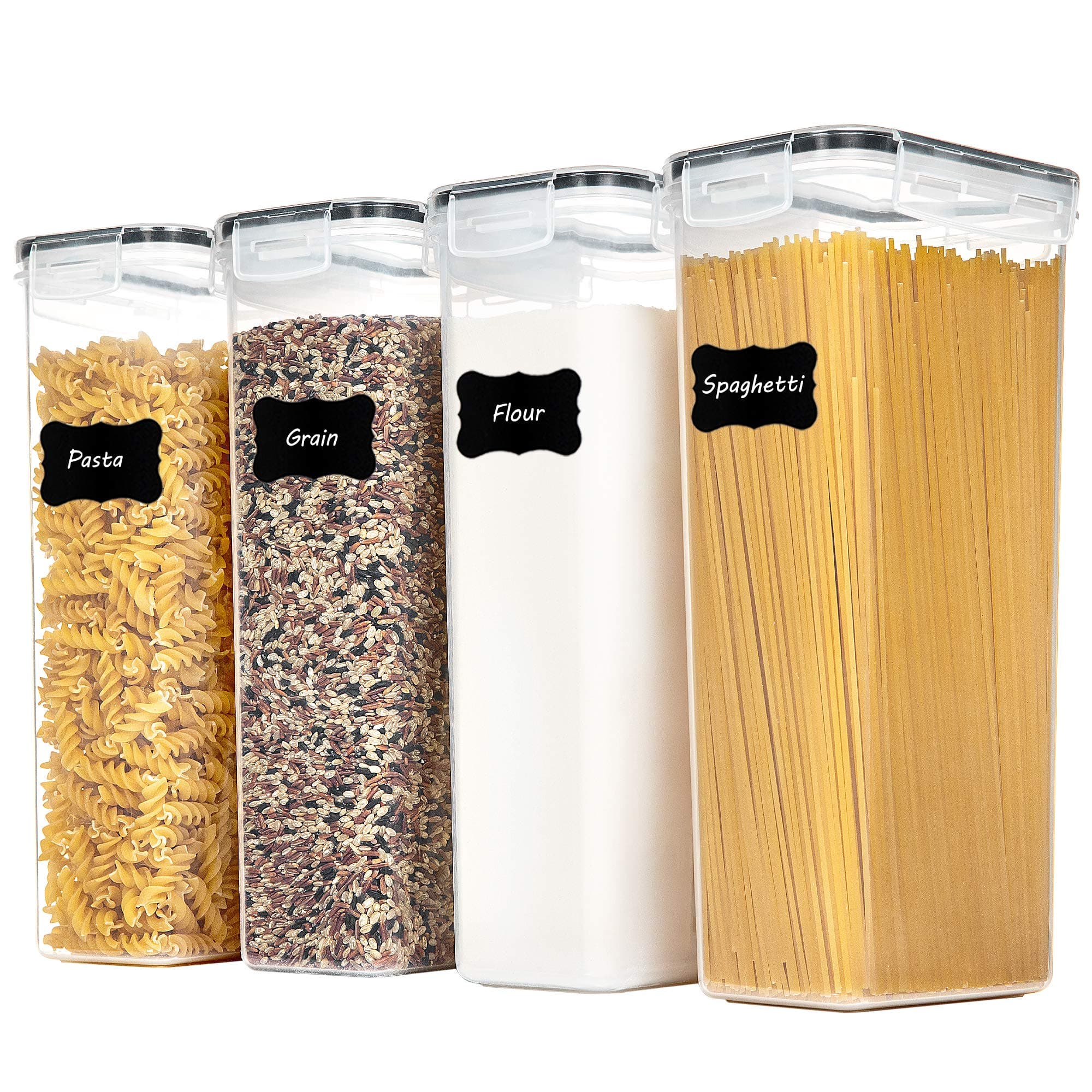 Vtopmart Airtight Food Storage Containers With Lids, 4 PCS 2.8L Pasta Containers for Pantry Organization and Storage, BPA Free Kitchen Storage Containers for Spaghetti, Flour, Sugar and Noodles, Black on Amazon.ae - Price Tracker