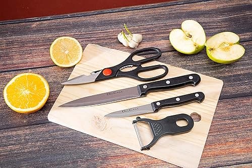 Delcasa Dc1013 5 Pcs Kitchen Knife Set With Cutting Board Complete Set With Paring Knife, Chef Knife, Peeler, Utility Knife & Cutting Board Stainless-Steel Sharp Blades Best Kitchen Gift, Multi-Colour on Amazon.ae - Price Tracker