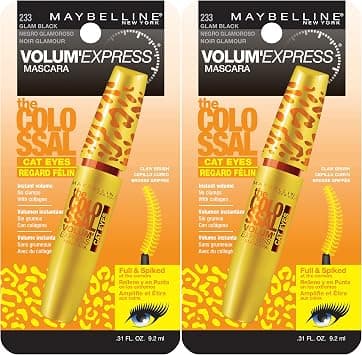 Maybelline New York Volum' Express The Colossal Cat Eyes Washable Mascara Makeup, Glam Black, 2 Count, Washable Glam Black - Best Deal Finder