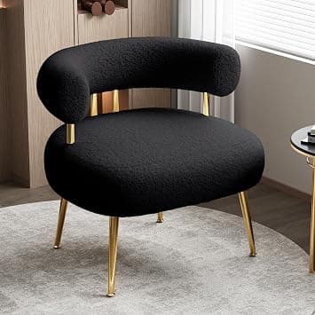 Mid Century Sherpa Boucle Accent Chair, Round Upholstered Barrel Arm Chair for Small Spaces, Fluffy Side Corner Sofa Armchair - Amazon.ae Price Tracker