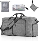 Vomgomfom Duffle Bag,65L/85L/115L Foldable Travel Duffel Bag-Weekender Bag with Shoes Compartment, Overnight Bag for Men Women Waterproof & Tear Resistant (Gray) - Best Deal Finder