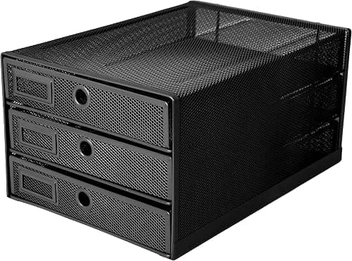 Exerz Paper Sorter 3 Drawer Wire Mesh A4 / Desk Multifunctional Desk Organiser/Multi-Layer Letter Tray - For Documents, Magazines, Notebooks And Letter (Black) on Amazon.ae - Price Tracker