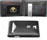 GSOIAX Mens Slim Wallet for Men Minimalist Genuine Leather Carbon Fiber Rfid Blocking Cowhide Bifold Credit Card Holder With Gift Box (Black-money clip) - Amazon.ae Price Tracker