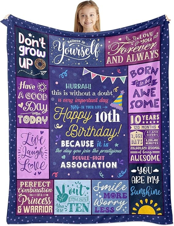 puekrtoa Birthday Gifts for 10 Year Old Girl, 10 Year Old Girl Birthday Gifts, 10 Year Old Girl Gift Ideas, 10th Birthday Decorations for Girls,10th Birthday Gifts for Girls Blanket 60x50 Inch on Amazon.ae - Price Tracker
