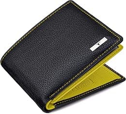 URBAN FOREST Kyle Black/Yellow Leather Wallet for Men - Best Deal Finder