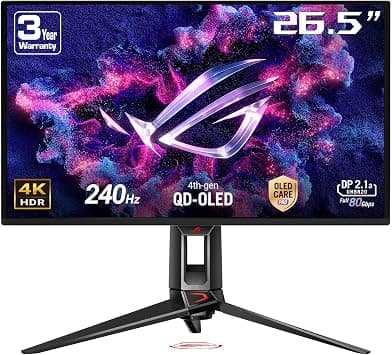 شاشة ألعاب روج سويفت اوليد PG27UCDM - 27 بوصة (26.5 بوصة قابلة للعرض) 4K QD-اوليد، 240 هرتز، 0.03 مللي ثانية (GTG)، اوليد مضاد للوميض 2.0، مشتت حراري مخصص، اوليد كير برو، مستشعر تقارب نيو، جي سينك - دليلك لأفضل العروض