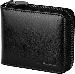Admetus Men's Genuine Leather Short Zip-Around Bifold Wallet - Best Deal Finder