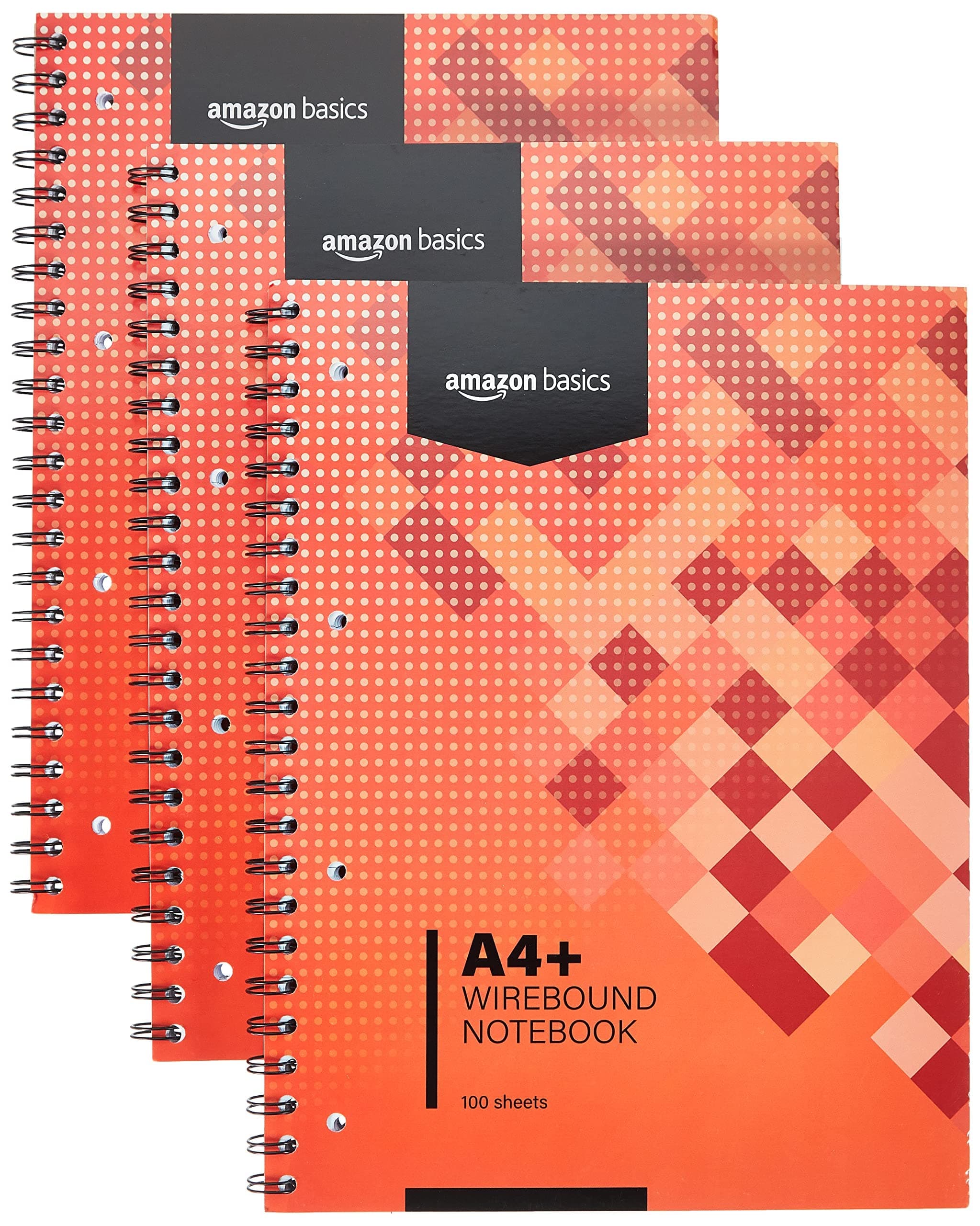 Amazon Basics Wirebound Notebook, 100 Sheets, 200 Pages A4+, 80GSM, red, Pack of 3 on Amazon.ae - Price Tracker