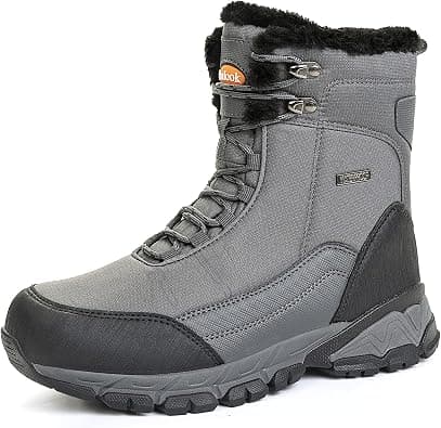 SHULOOK Men's Snow Boots Waterproof Warm Fur Lined Winter Hiking Boot Non-slip Outdoor Ankle High-top Shoes Work Hiker Trekking Trail on Amazon.ae - Price Tracker