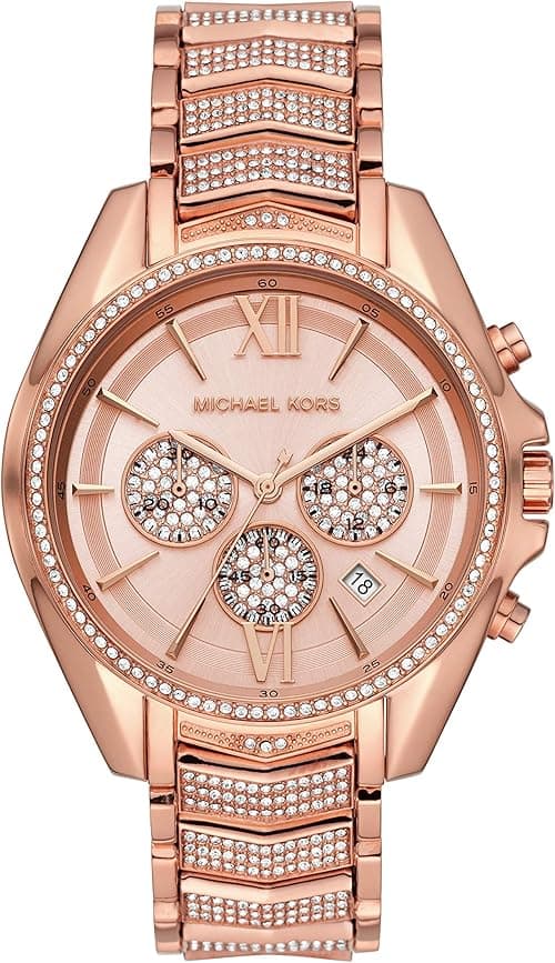 Michael Kors Whitney Stainless Steel Watch with Glitz Accents, Silver Glitz, 44 mm, Chronograph on Amazon.ae - Price Tracker