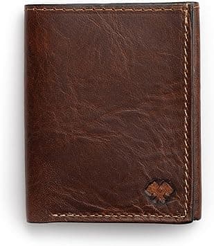 Main Street Forge Trifold Leather Wallet For Men | Made In USA | Genuine Full Grain Leather Men's Tri Fold Wallet, Tobacco Snakebite on Amazon.ae - Price Tracker