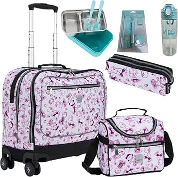 WIRES School Bag 6-Piece Set All-in-One8 Wheels Rolling Backpack with Pencil Case, Lunch Bag, and Trolley, Water Resistant Wheeled bag for School, College, Office-Unisex (W24573) on Amazon.ae - Price Tracker