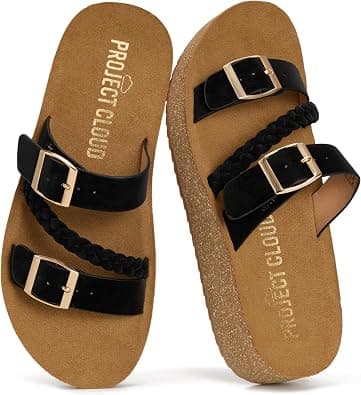 Project Cloud Platform Sandals Women - Eco-Crafted Leather Womens Summer Shoes with Lightweight Adjustable Buckle and Non-Slip Outsole Summer Sandals for Women 2026 on Amazon.ae - Price Tracker
