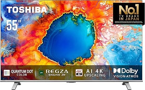 Toshiba 55 inch Native 60Hz VRR QLED Smart TV C450M -Quantom Dot Colour, AI 4K Upscaling, Anti-tip Clip, REGZA Power Audio, Game Mode, Sports Mode, Ultimate Motion, Dolby Vision Atmos (2024 Model) on Amazon.ae - Price Tracker