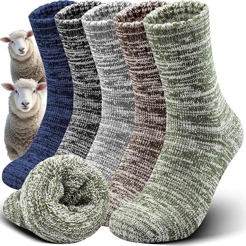 Merino Wool Hiking Socks Thermal Warm Crew Winter Boot Sock For Men & Women 5 Pairs EU39-45 on Amazon.ae - Price Tracker