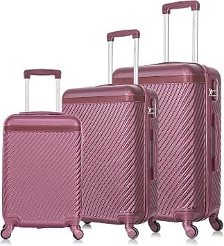 Senator Lightweight ABS Hard shell Travel Luggage Set with 4 Quite Spinner wheels KH1065 (Set of 3, Maroon) on Amazon.ae - Price Tracker