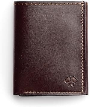 Trifold Leather Wallet For Men | Made In USA | Genuine Full Grain Leather Men's Tri Fold Wallet, Whiskey Barrel Brown, 4 x 3.25 inches (folded) / 4 x 9.25 inches (open) on Amazon.ae - Price Tracker