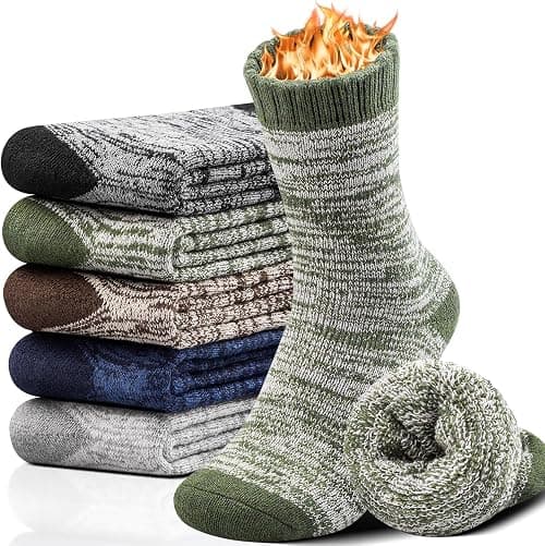 Merino Wool Hiking Socks Thermal Warm Crew Winter Boot Sock For Men & Women 5 Pairs EU39-45 on Amazon.ae - Price Tracker
