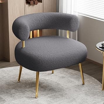 Mid Century Sherpa Boucle Accent Chair, Round Upholstered Barrel Arm Chair for Small Spaces, Fluffy Side Corner Sofa Armchair - Amazon.ae Price Tracker