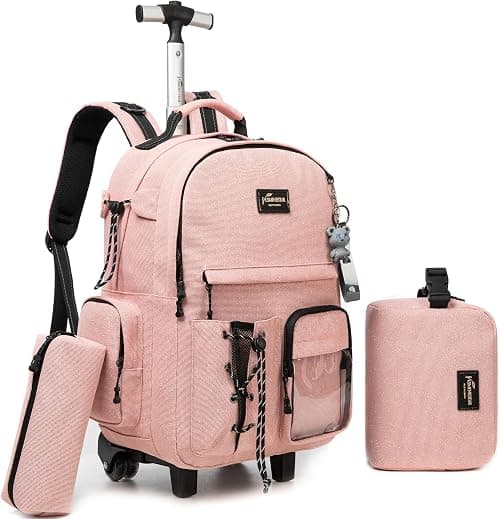 Rolling Backpack for School Backpack with Wheels Black Backpack with Lunch Box Set Backpacks for Teens Girls Boys on Amazon.ae - Price Tracker