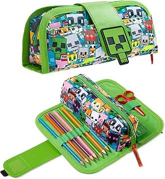 Minecraft Pencil Case for Boys and Girls, Kids Gamer School Supplies Multi Compartments with Detachable Zippered Pen Pouch 2 in 1 على Amazon.ae - متتبع الأسعار