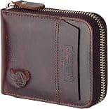 Admetus Men's Genuine Leather Short Zip-Around Bifold Wallet - Best Deal Finder