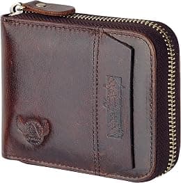 Admetus Men's Genuine Leather Short Zip-Around Bifold Wallet - Best Deal Finder