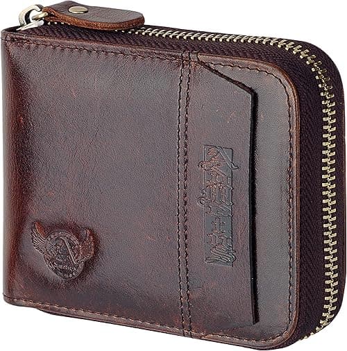 Admetus Men's Genuine Leather Short Zip-Around Bifold Wallet on Amazon.ae - Price Tracker