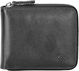 EE Men's Leather Zipper Wallet RFID Blocking Zip Around Wallet Bifold Multi Card Holder Purse - Best Deal Finder