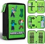 Minecraft Pencil Case for Kids School Supplies Filled Large Pencil Case Multiple Compartments Pencil Set Colouring Pencils for Children Boys Stationery Set Gifts - Best Deal Finder