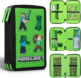 Minecraft Pencil Case for Kids School Supplies Filled Large Pencil Case Multiple Compartments Pencil Set Colouring Pencils for Children Boys Stationery Set Gifts - Best Deal Finder